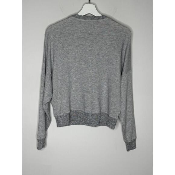 THE GREAT. The Bow Dropped Shoulder Sweatshirt Light Heather Grey Women's Size 1 - Picture 11 of 11